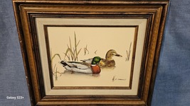 Vintage - C Carson Ducks on Pond Signed oil Paining in Wood Frame - £39.62 GBP+