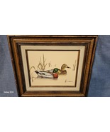 Vintage - C Carson Ducks on Pond Signed oil Paining in Wood Frame - $40.00