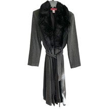 Merona Y2K Grey Wool Blend Faux Fur Collar Long Coat Small - $46.75