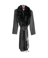 Merona Y2K Grey Wool Blend Faux Fur Collar Long Coat Small - $64.86 CAD