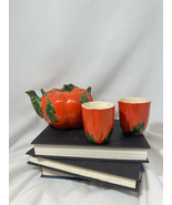 Vintage Maruhon Ware  Pumpkin Tomato Teapot 2 Cups Japan - $21.51