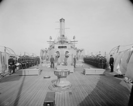 Inspection of sailors and band aboard USS Iowa battleship BB-4 Photo Print - $8.81+