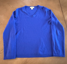 Peck &amp; Peck Royal Blue V Neck 100% Cashmere Sweater Women&#39;s Size XL - $22.41