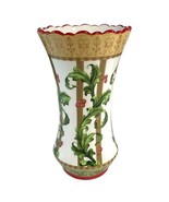 LAURA ASHLEY Home FTD Christmas Holiday 9&quot; Vase Red Holly Berries Scroll... - £18.64 GBP