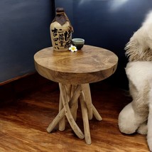 Teak Wood Side Table Root Table Solid Wood Root Table Flower Stand Pedestal - €84,08 EUR