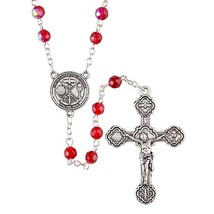 RCIA Ruby Red Glass Bead Rosary Sacramental Symbol Catholic Gift Isaiah 43:1 - £11.54 GBP