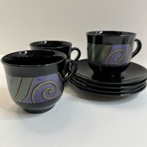 Vtg Arcoroc Tampico Cup and Saucer Set of 3 Funky Groovy Post Modern Mem... - £19.00 GBP