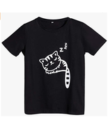 NEW Sleeping Kitty Cat Graphic Tee black women or girls t-shirt ladies s... - £7.82 GBP