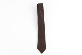 Vintage 40s Rockabilly Silk Geometric Neck Tie Dress Tie Brown USA - £27.65 GBP
