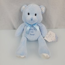 Prestige Baby&#39;s Babys First 1st Blue Teddy Bear Stuffed Plush Toy Rattle Satin - £62.14 GBP