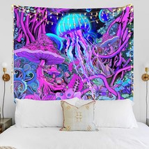 Trippy Tapestry Mushroom Art Tapestry Wall Hanging Magical Forest Fantasy Space  - £23.18 GBP