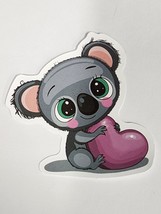 Koala Bear Holding Heart Multicolor Super Cute Sticker Decal Great Embellishment - $2.30
