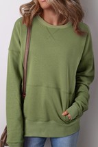 Solid Color Round Neck Long Sleeve Sweatshirt - $39.02+