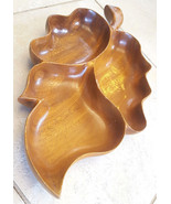 Vtg Oak Leaf Shaped Wood Platter Divided Wooden Nut/Cracker/Cheese Servi... - £21.65 GBP