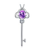 14k white gold purple topaz key pendant necklace/2.5 Ct purple topaz key... - £840.69 GBP