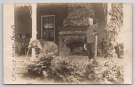 Peru VT Bromley House RPPC Old Men with Donkey on Porch Vermont Postcard F21 - $19.95