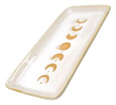 Cream White Ceramic Wicca Witchcraft Moon Phase Trinket Tray Dish Platte... - $20.99