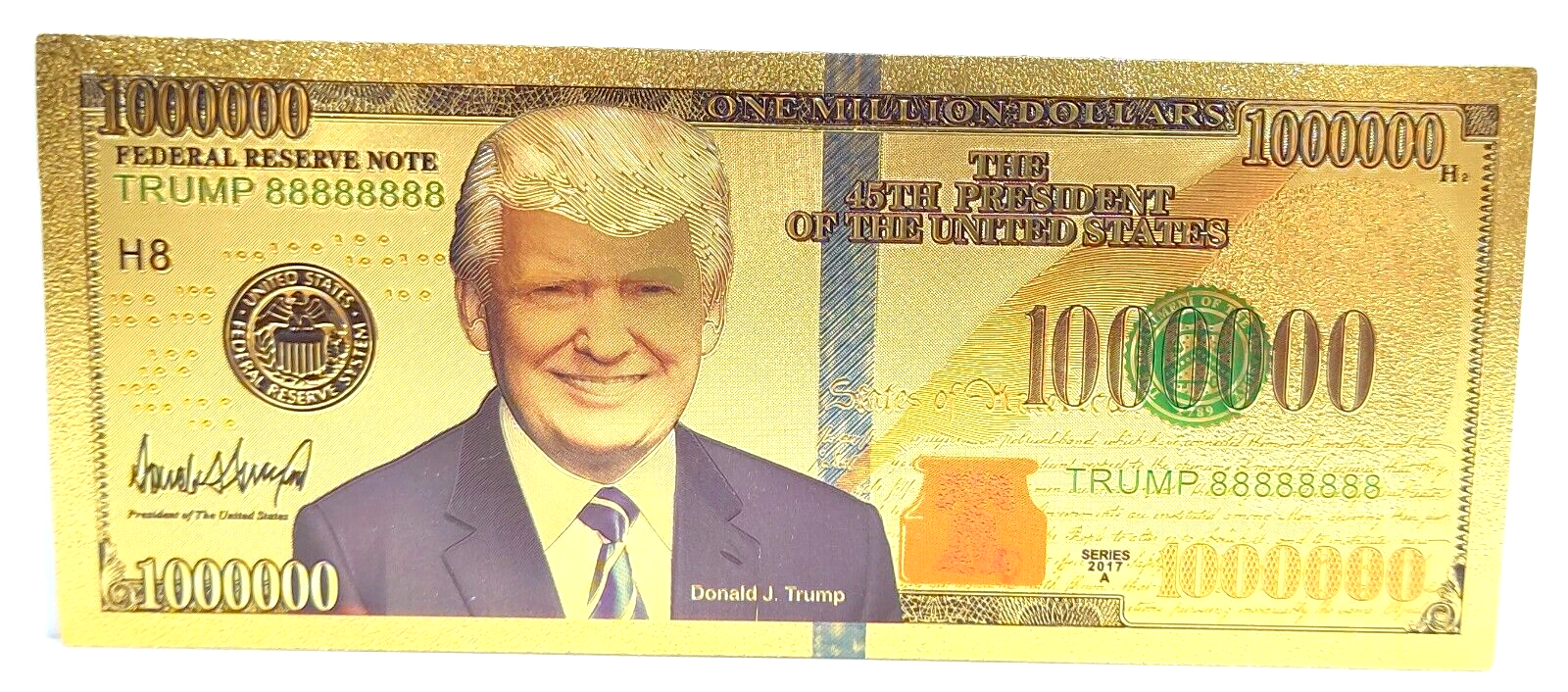 Donald Trump $1000000 Million Dollar Bill Bank Note 24kt Gold Foil Commemorative