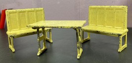 Antique Cast Iron Table &amp; 2 Benches Table Nook Dollhouse Miniature by Ar... - $183.15