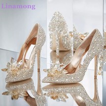 Rhinestone Crystal Blingbling Wedding Pumps For Female Women Luxury Thin High He - £137.38 GBP
