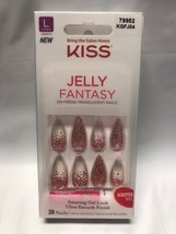 KISS JELLY FANTASY KGFJ04 ON TREND TRANSLUCENT 28 NAILS SMOOTH FINISH LONG - £7.18 GBP