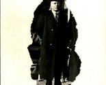 RPPC Older Man On Street In Trench Coat and Hat  Photo Mask UNP Postcard... - $13.81