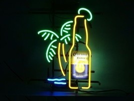 Corona Extra Bottle Palm Tree Beer Lager Handmade Neon Light Sign 17&quot;x14&quot; - £105.17 GBP