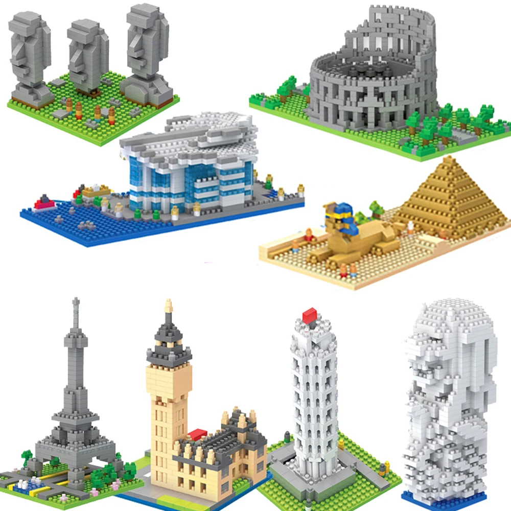 Mini Architecture blocks pyramid model building kits Leaning Pisa Eiffel... - £12.45 GBP