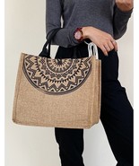 Linen Tote Bag, Large Capacity Linen Shopping Bag, Retro Print Shoulder Bag - $25.99