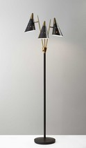 66" Black Three Light Novelty Floor Lamp With Black Cone Shade - $5,412.41 MXN