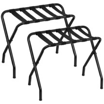 Folding Luggage Rack Pack Of 2, Metal Suitcase Stand With Nylon Straps, Holds Up - £52.18 GBP