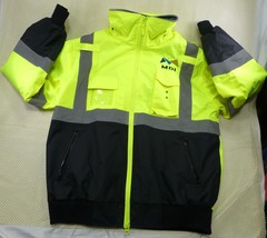 Petra Roc Hi-Vis Lime/Black Safety Jacket Detachable Hood Reflective Str... - $39.73
