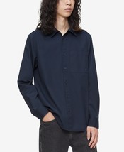 Calvin Klein Men&#39;s Solid Patch Pocket Button Down Easy Shirt Dark Sapphire-Small - £23.92 GBP