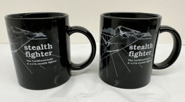 Stealth Fighter Coffee Mug The Lockheed Built F-117A Black  Lot Of 2 - £15.60 GBP