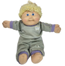 Vintage Cabbage Patch Kids Girl Doll Blonde Hair Blue Eyes W/ Grey Cat Outfit - $56.05