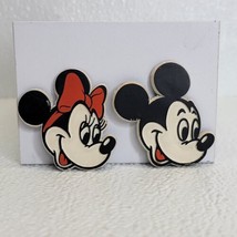 Vintage Disney Mickey &amp; Minnie Mouse Head 2 Rubber Refrigerator Magnets - £8.57 GBP