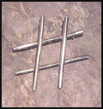 LARGE Vintage 1960s Tic-tac-toe Hashtag # Sterling Pin Stamped 925 - £15.98 GBP