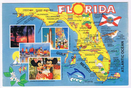 Postcard Florida Pictorial Map Disneyworld Mickey Mouse - $2.73