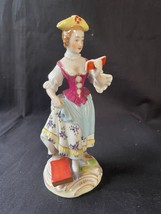 antique german porcelain lady reading her song . Marked bottom - £70.00 GBP