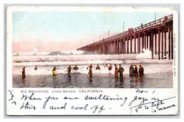 Big Breakers on Pier Long Beach California CA 1903 UDB Postcard U16 - £3.21 GBP
