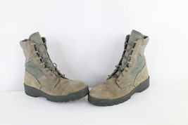 Vtg 90s Streetwear Mens 9.5 Distressed Suede Leather Steel Toe Combat Bo... - £87.00 GBP
