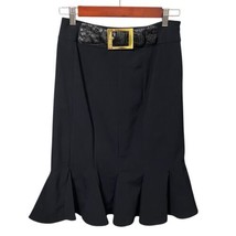 Sunny Leigh Black Faux Leather Belt Whimsigoth Flounce Flare Skirt Size 2 - $14.99