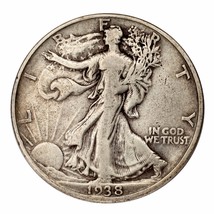 1938-D Argent Walking Liberty Demi Dollar 50C (Fin, État F) - $136.42