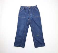 Vintage 90s Nautica Mens 36x30 Distressed Wide Leg Baggy Denim Jeans Pants Blue - £62.26 GBP