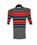 Free People Top Size Small Girls Youth Gray With Multi Color Stripes Str... - £13.38 GBP