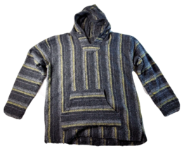 Youth Poncho Hoodie Large Multi Striped Knit Long Sleeve Hand Pockets Pu... - £10.14 GBP