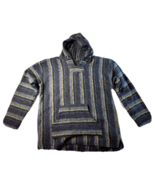 Youth Poncho Hoodie Large Multi Striped Knit Long Sleeve Hand Pockets Pu... - £10.19 GBP