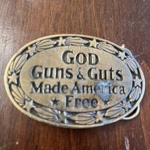 Solid Brass Belt Buckle Ltd Edition God Guns &amp; Guts Made America Free - £9.11 GBP