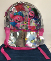 NEW 2020 Dreamwork&#39;s Movie Trolls World Tour Silver Pink 15&quot; Backpack NWT ~794A - £15.14 GBP