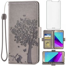 Compatible With Samsung Galaxy Grand Prime J2 Prime Wallet Case And Tempered Gla - £20.32 GBP